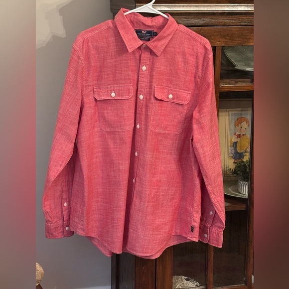 Vineyard Vines Sea Breeze Dockman Classic-Fit Shirt Men’s Sz XL Pinky Red EUC - Picture 1 of 11